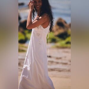 New ZARA Floral Poplin Lace V-neck Midi Dress